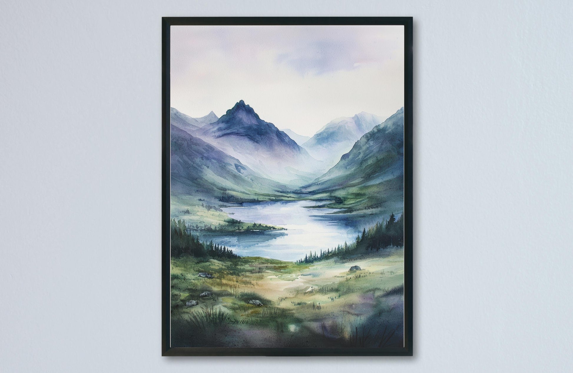 Scottish Highlands Watercolor Poster Scottish Highlands Travel Print Scottish Highlands Wall Art Scottish Highlands Landscape Painting