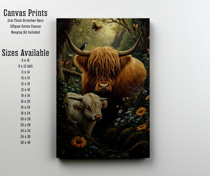 Highland Cow Print, Vintage Farm Animal Illustration, Cottagecore Decor