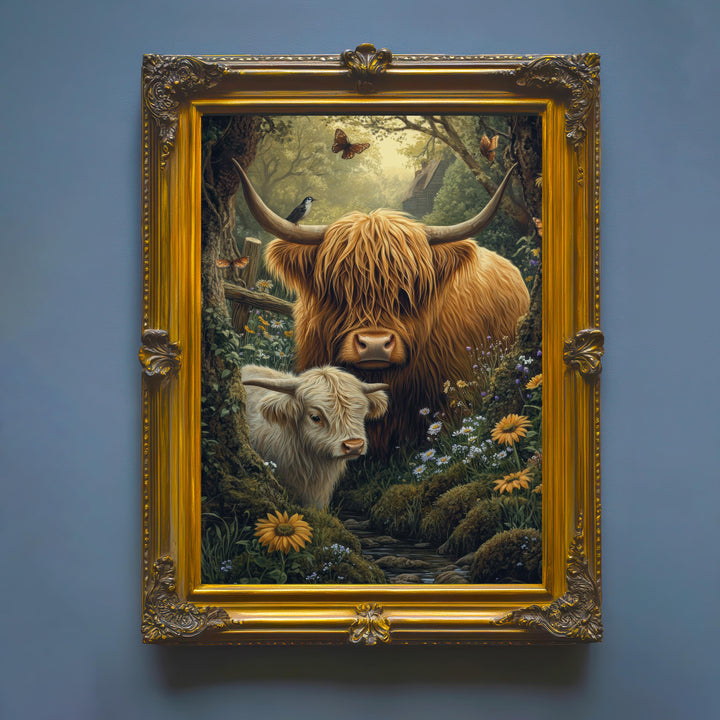 Highland Cow Print, Vintage Farm Animal Illustration, Cottagecore Decor