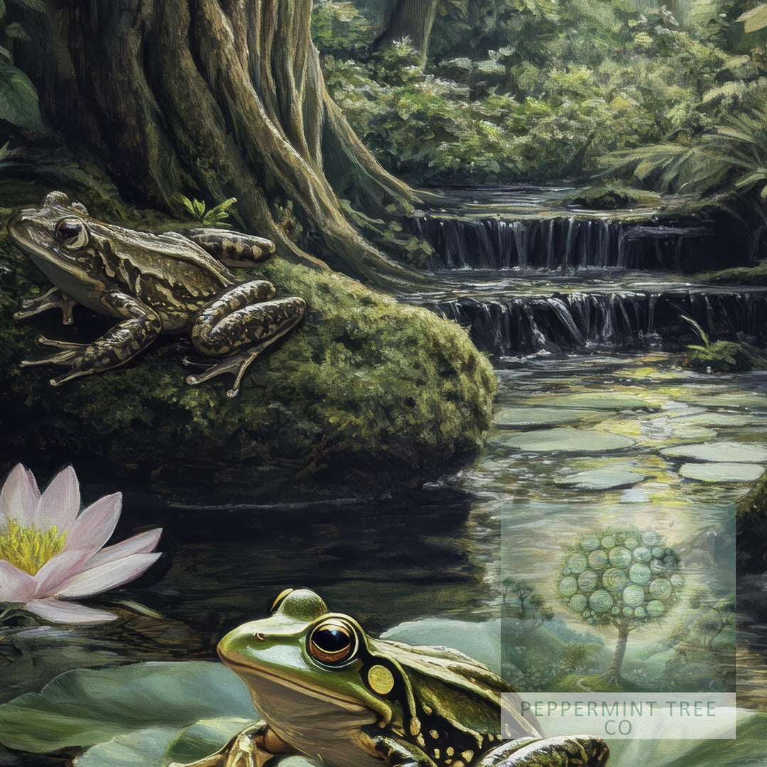 Vintage Frog Print: Enchanted Forest, Cottagecore Wall Decor