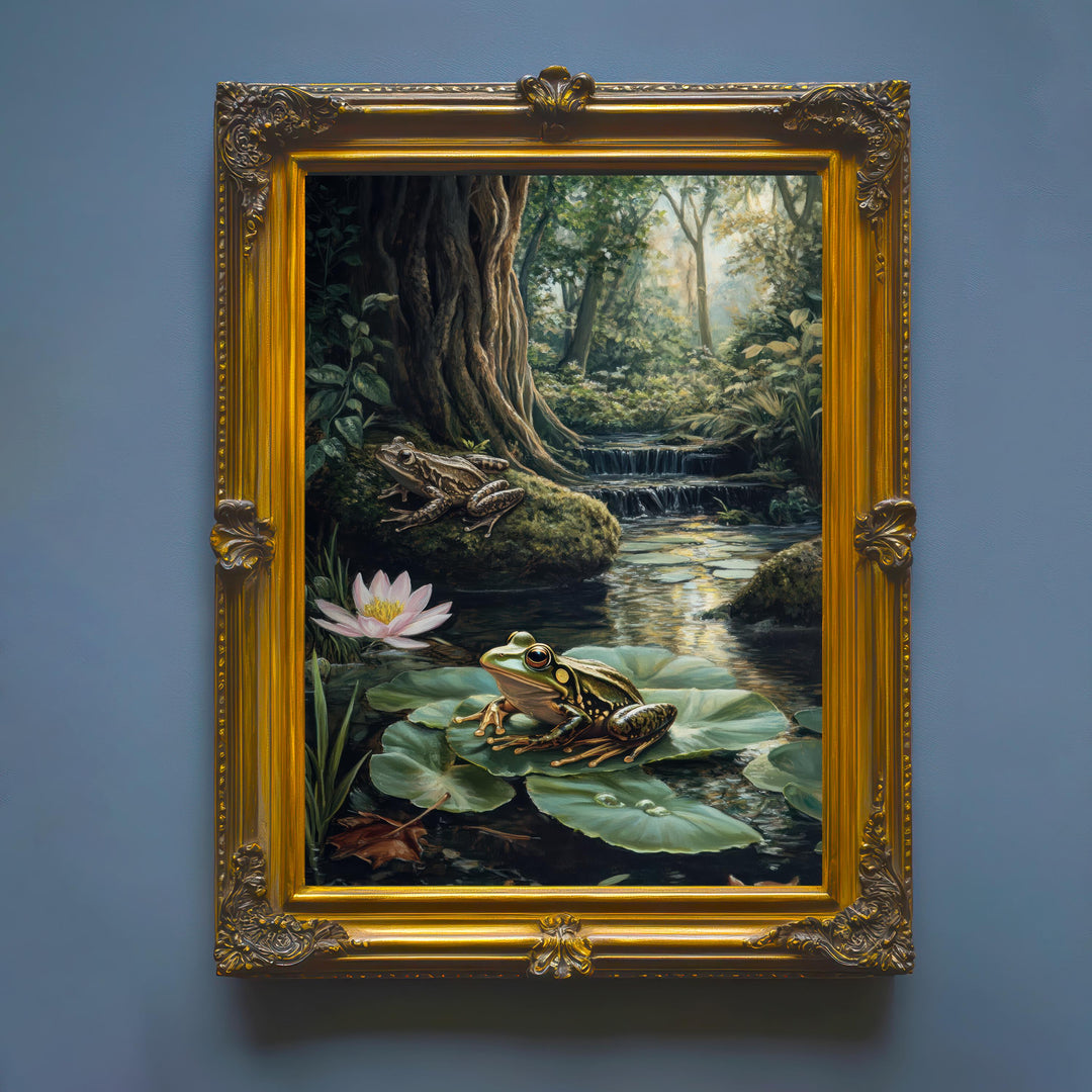 Vintage Frog Print: Enchanted Forest, Cottagecore Wall Decor