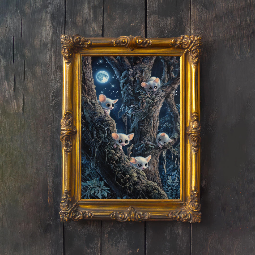 Sugar Gliders Art Print, Vintage Cottagecore Woodland Illustration