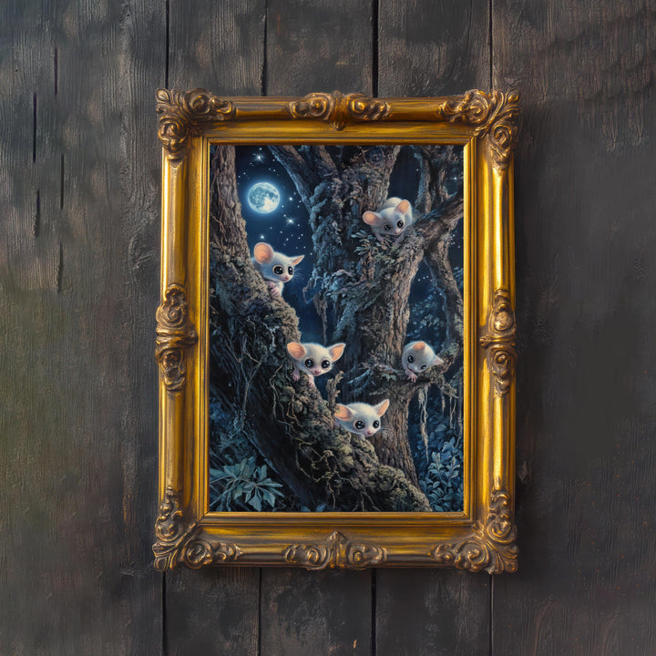 Sugar Gliders Art Print, Vintage Cottagecore Woodland Illustration