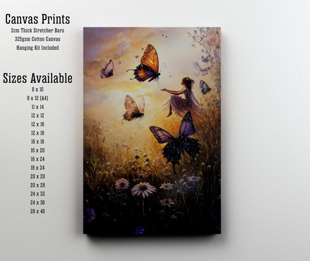 Vintage Fairy Print | Butterfly Cottagecore Art, Enchanted Nature