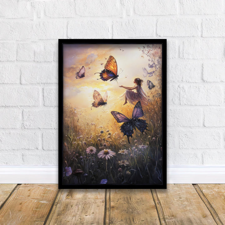 Vintage Fairy Print | Butterfly Cottagecore Art, Enchanted Nature