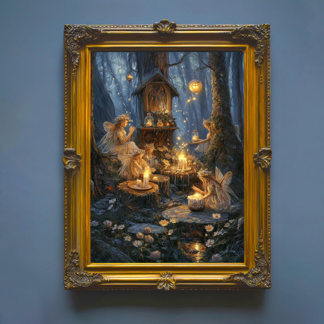 Candlelight Fairy Print: Vintage Cottagecore Fairytale Art