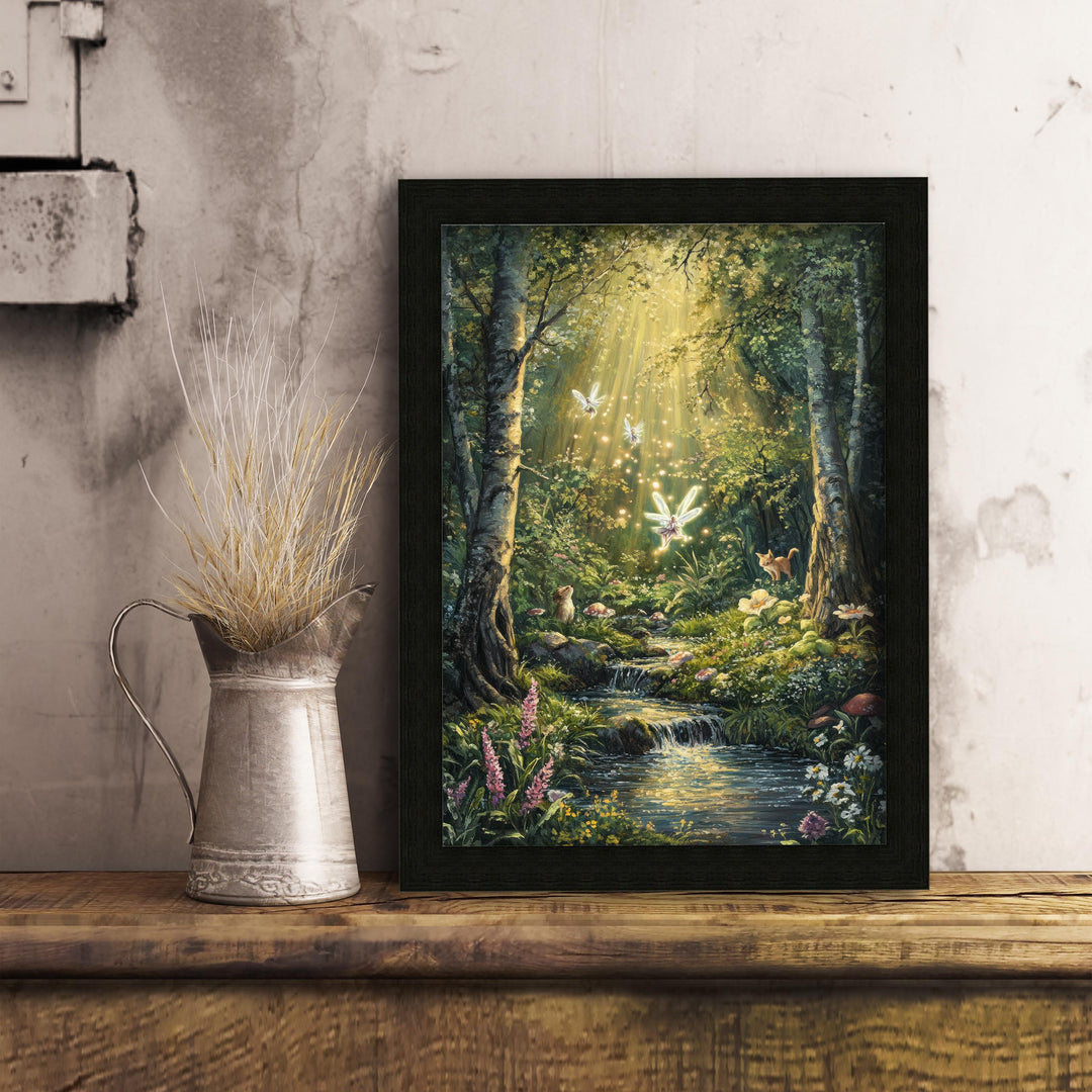 Giggling Fairies Print, Vintage Fairytale Cottagecore Art