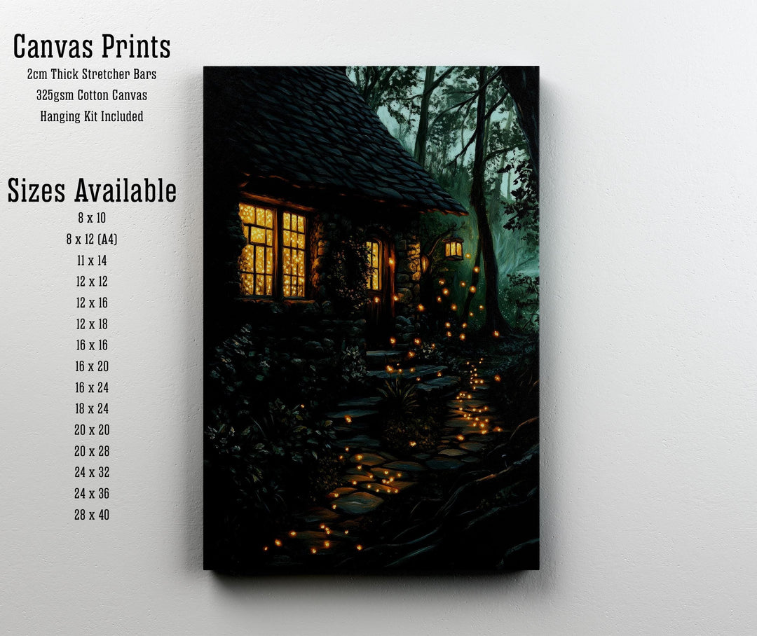 Lantern Fairies Cottage Print | Vintage Enchanted Forest Art