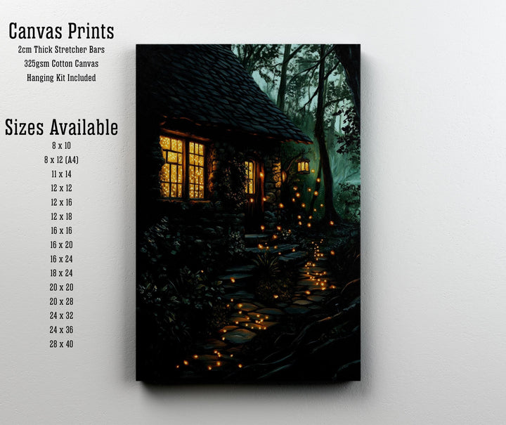 Lantern Fairies Cottage Print | Vintage Enchanted Forest Art