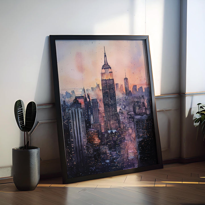 New York Watercolor Poster New York Travel Print New York Wall Art New York Cityscape Painting New York Souvenir USA Decor