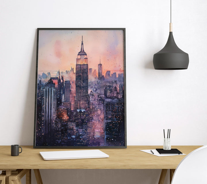 New York Watercolor Poster New York Travel Print New York Wall Art New York Cityscape Painting New York Souvenir USA Decor