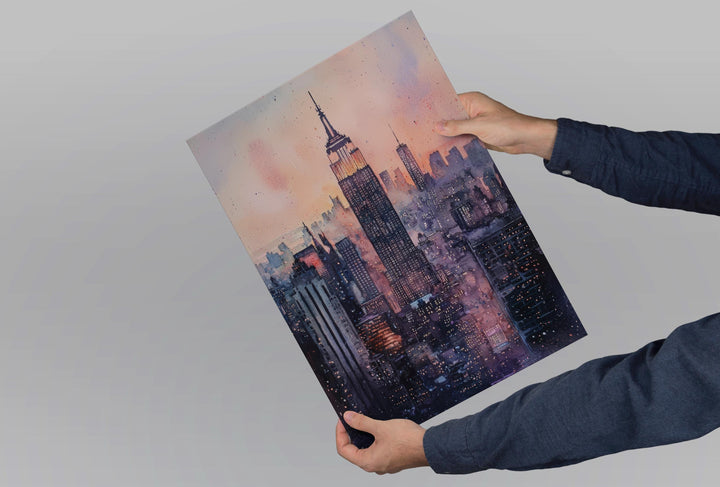 New York Watercolor Poster New York Travel Print New York Wall Art New York Cityscape Painting New York Souvenir USA Decor