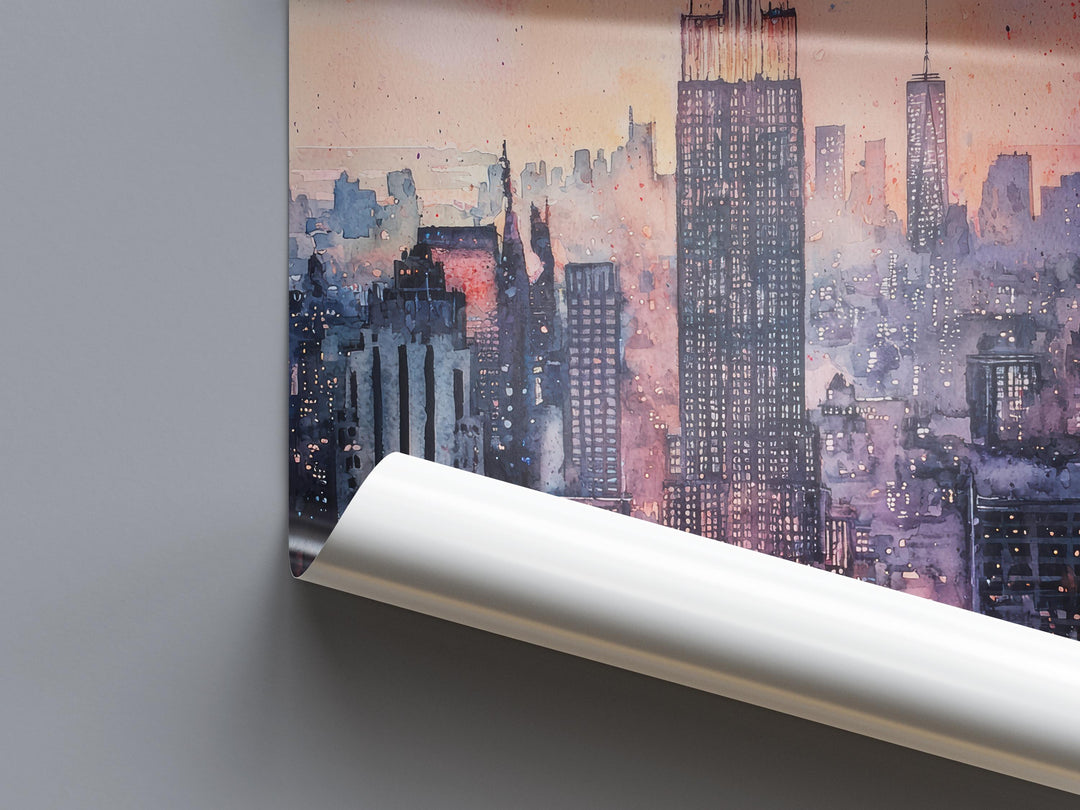 New York Watercolor Poster New York Travel Print New York Wall Art New York Cityscape Painting New York Souvenir USA Decor