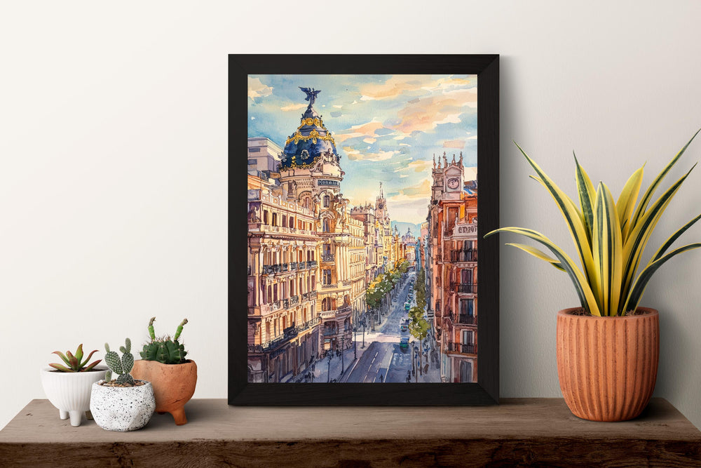 Madrid Watercolor Poster Madrid Travel Print Madrid Wall Art Madrid Cityscape Painting Madrid Souvenir Spain Decor