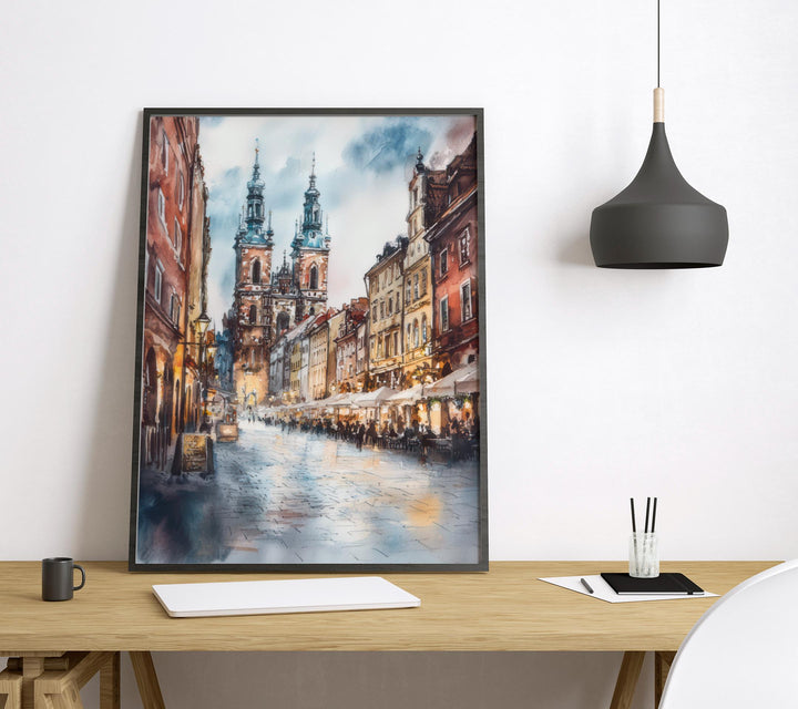 Krakow Watercolor Poster Krakow Travel Print Krakow Wall Art Krakow Cityscape Painting Krakow Souvenir Poland Decor