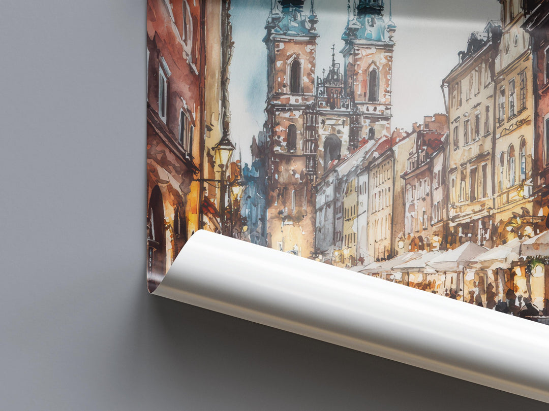 Krakow Watercolor Poster Krakow Travel Print Krakow Wall Art Krakow Cityscape Painting Krakow Souvenir Poland Decor
