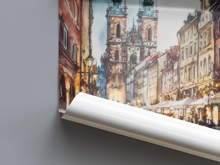 Krakow Watercolor Poster Krakow Travel Print Krakow Wall Art Krakow Cityscape Painting Krakow Souvenir Poland Decor