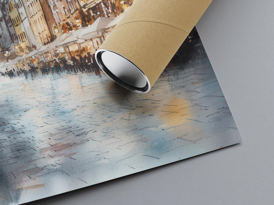 Krakow Watercolor Poster Krakow Travel Print Krakow Wall Art Krakow Cityscape Painting Krakow Souvenir Poland Decor