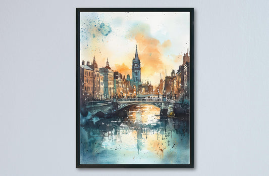 Dublin Watercolor Poster Dublin Travel Print Dublin Wall Art Dublin Cityscape Painting Dublin Souvenir Ireland Decor