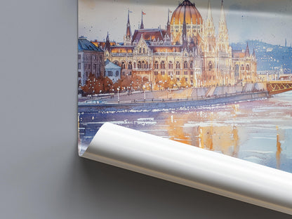Budapest Watercolor Poster Budapest Travel Print Budapest Wall Art Budapest Cityscape Painting Budapest Souvenir Hungary Decor