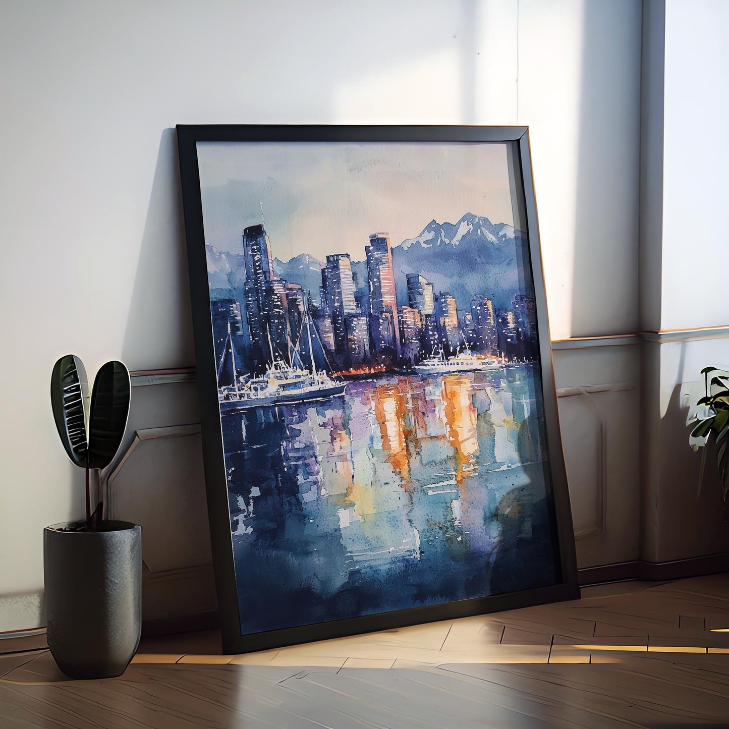 Vancouver Watercolor Poster Vancouver Travel Print Vancouver Wall Art Vancouver Cityscape Painting Vancouver Souvenir Canada Decor