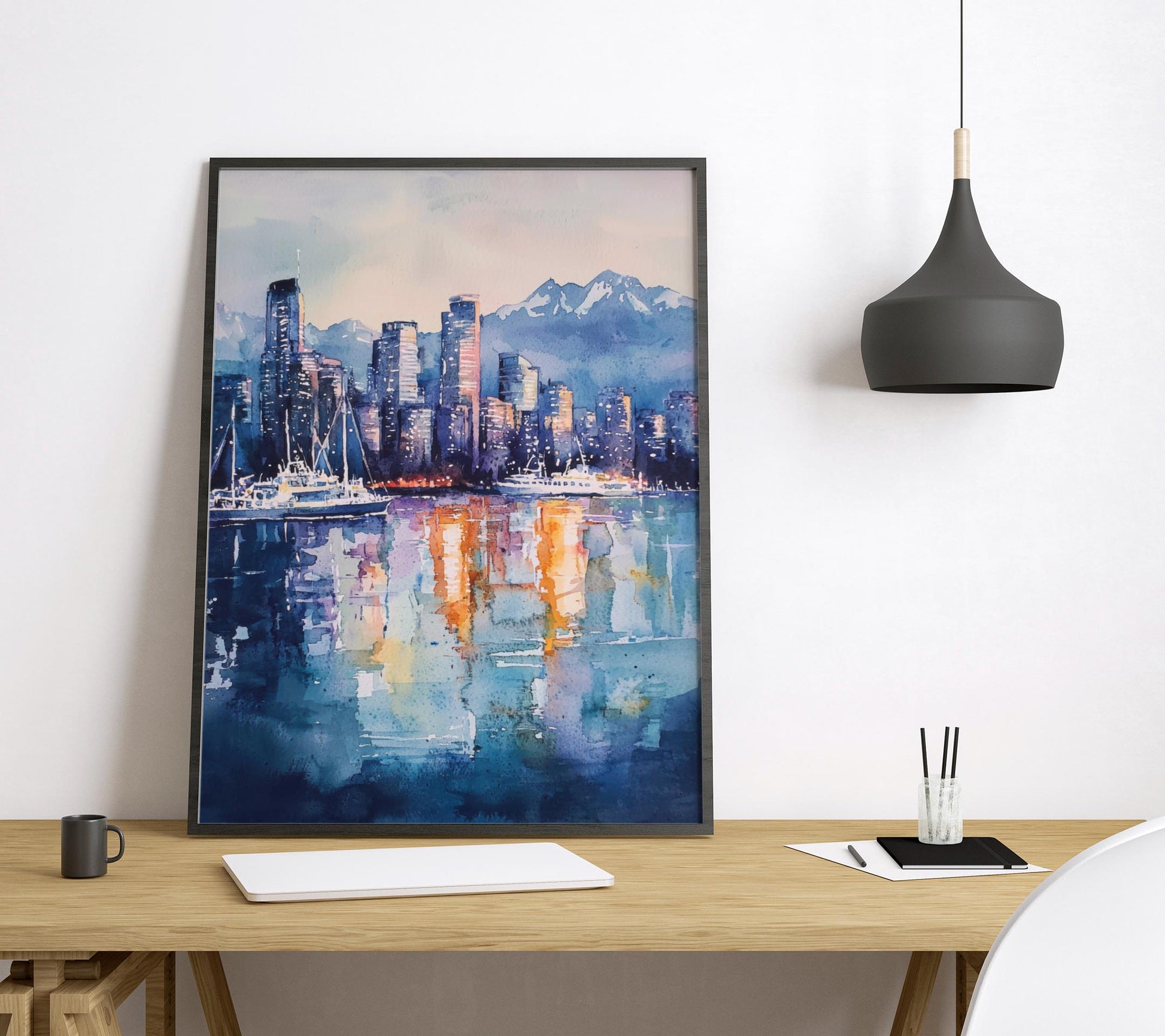 Vancouver Watercolor Poster Vancouver Travel Print Vancouver Wall Art Vancouver Cityscape Painting Vancouver Souvenir Canada Decor