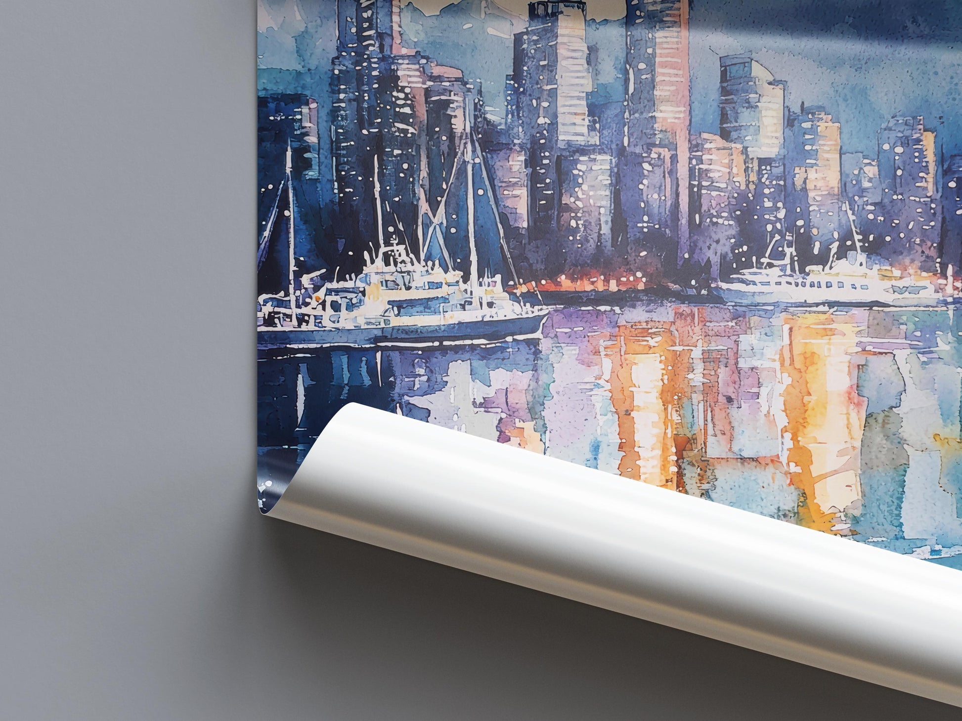 Vancouver Watercolor Poster Vancouver Travel Print Vancouver Wall Art Vancouver Cityscape Painting Vancouver Souvenir Canada Decor