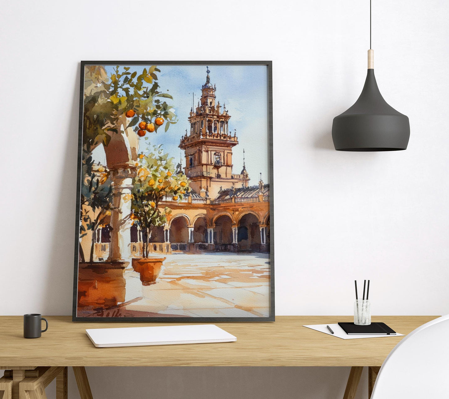 Seville Watercolor Poster Seville Travel Print Seville Wall Art Seville Cityscape Painting Seville Souvenir Spain Decor