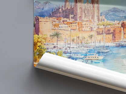 Palma de Mallorca Watercolor Poster Palma Travel Print Palma Wall Art Palma City Painting Mallorca Souvenir Spain Decor