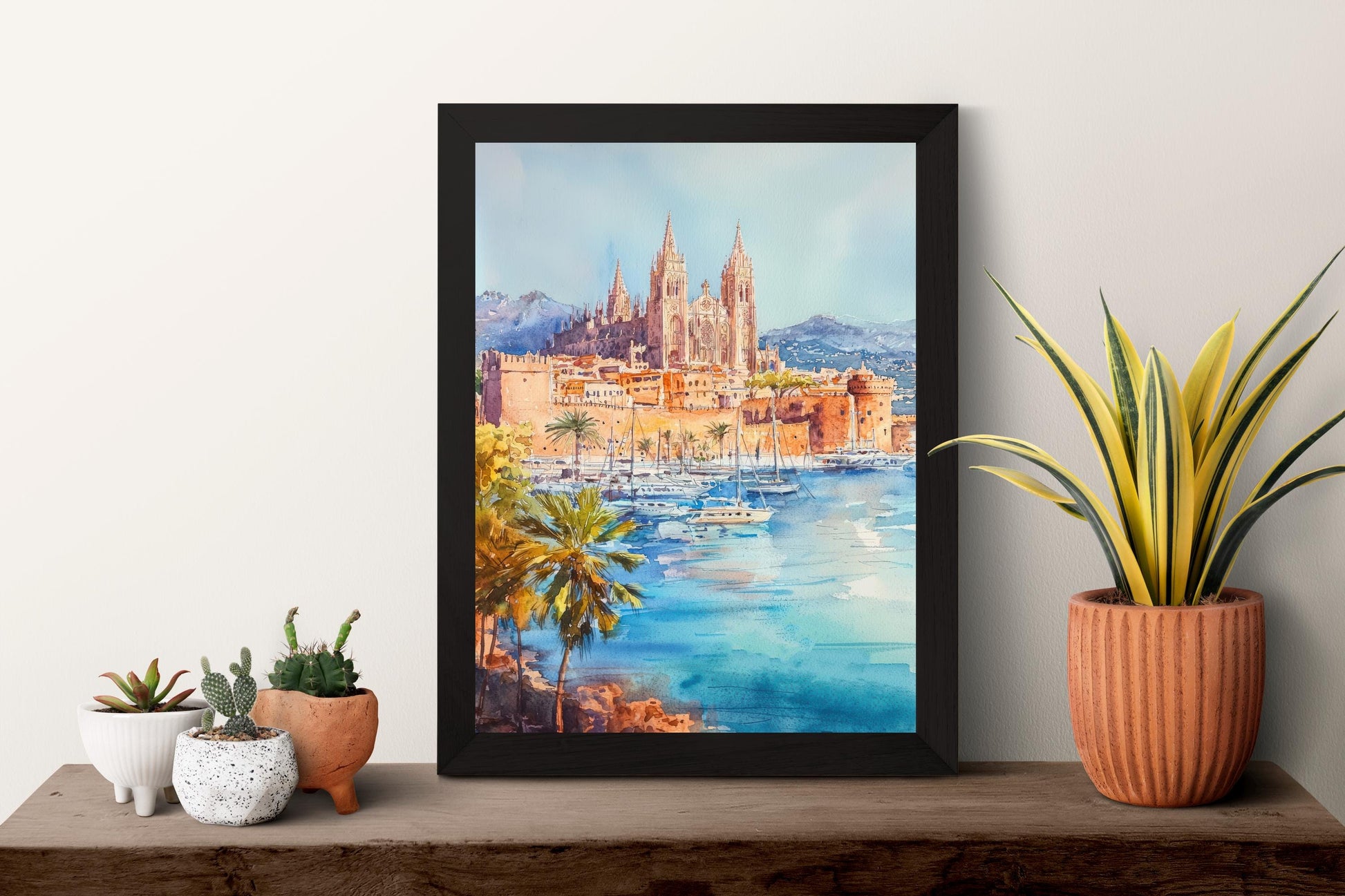 Palma de Mallorca Watercolor Poster Palma Travel Print Palma Wall Art Palma City Painting Mallorca Souvenir Spain Decor