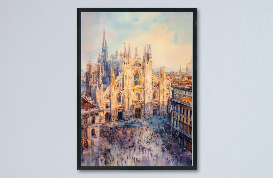 Milan Watercolor Poster Milan Travel Print Milan Wall Art Milan Cityscape Painting Milan Souvenir Italy Decor