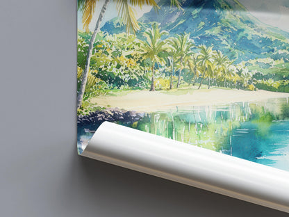 Mauritius Watercolor Poster Mauritius Travel Print Mauritius Wall Art Mauritius Landscape Painting Island Souvenir Decor