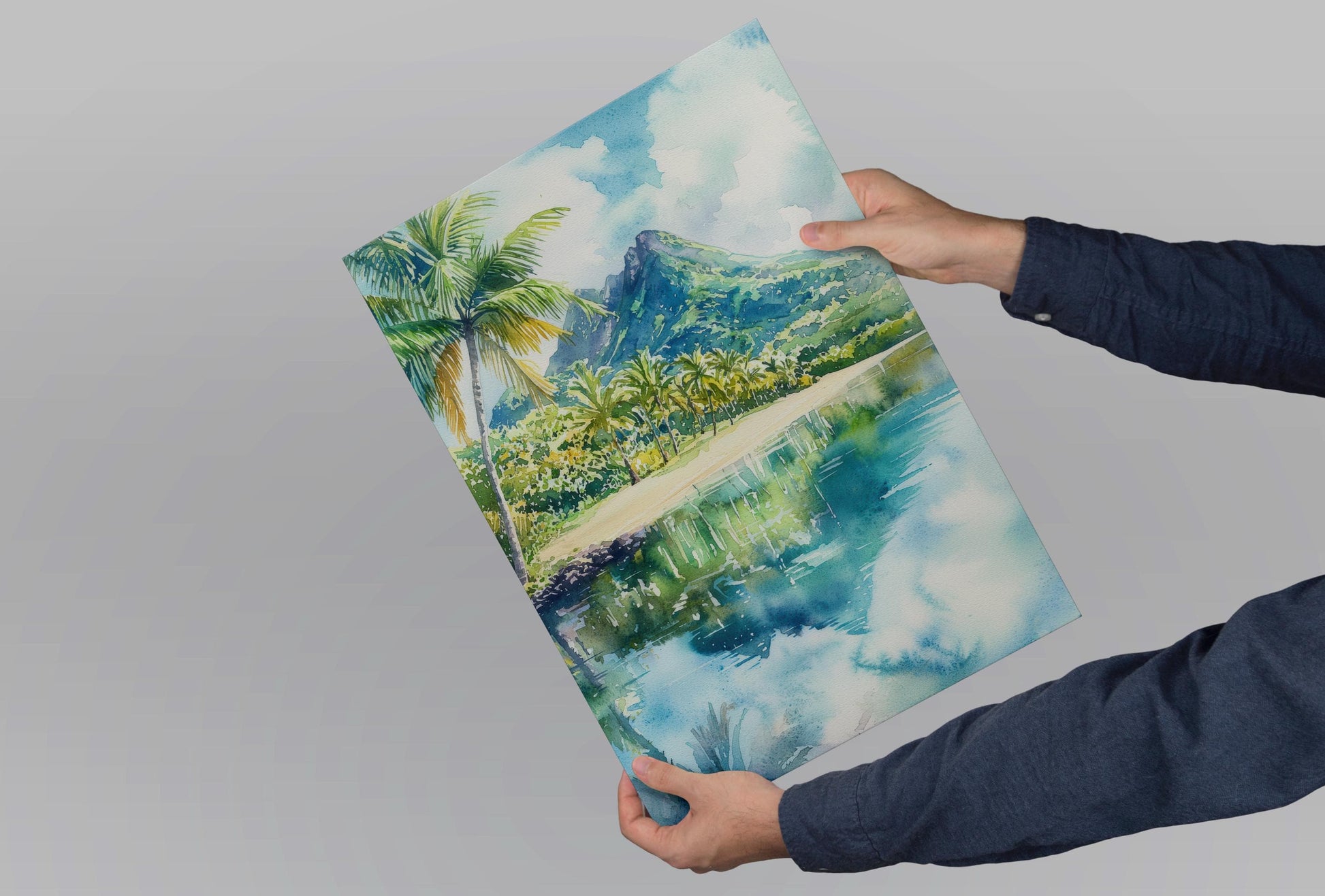 Mauritius Watercolor Poster Mauritius Travel Print Mauritius Wall Art Mauritius Landscape Painting Island Souvenir Decor