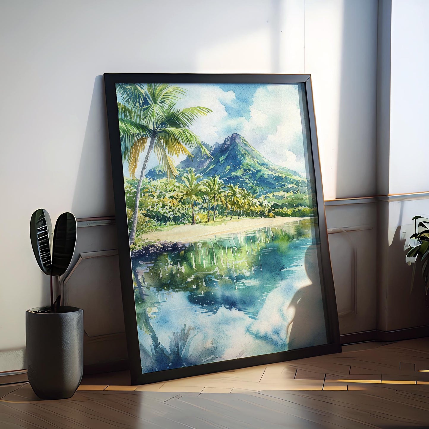 Mauritius Watercolor Poster Mauritius Travel Print Mauritius Wall Art Mauritius Landscape Painting Island Souvenir Decor