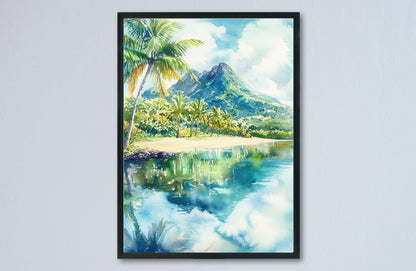 Mauritius Watercolor Poster Mauritius Travel Print Mauritius Wall Art Mauritius Landscape Painting Island Souvenir Decor