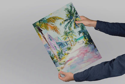 Key West Watercolor Poster Key West Travel Print Key West Wall Art Key West Painting Florida Souvenir Coastal Decor
