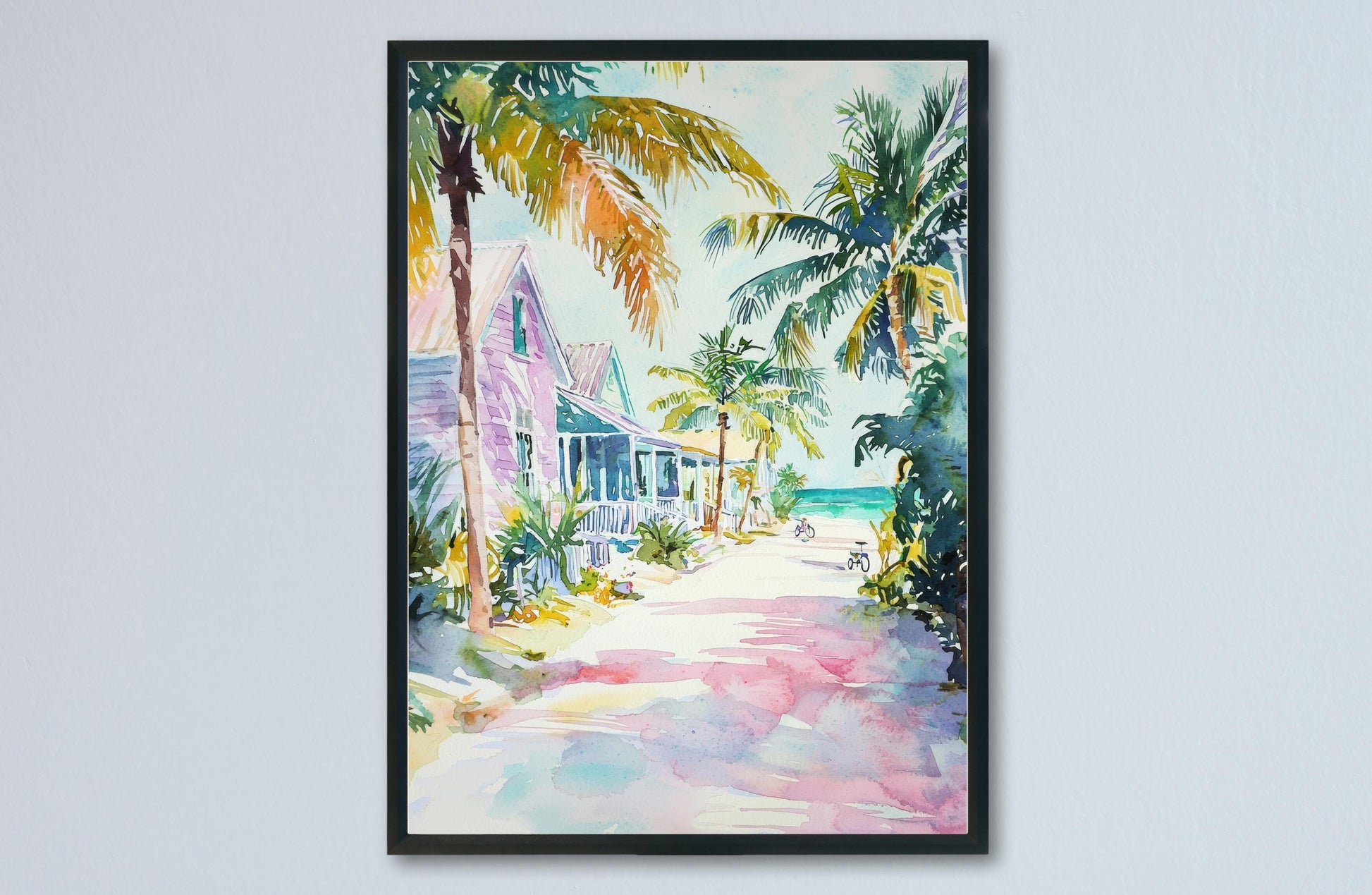 Key West Watercolor Poster Key West Travel Print Key West Wall Art Key West Painting Florida Souvenir Coastal Decor