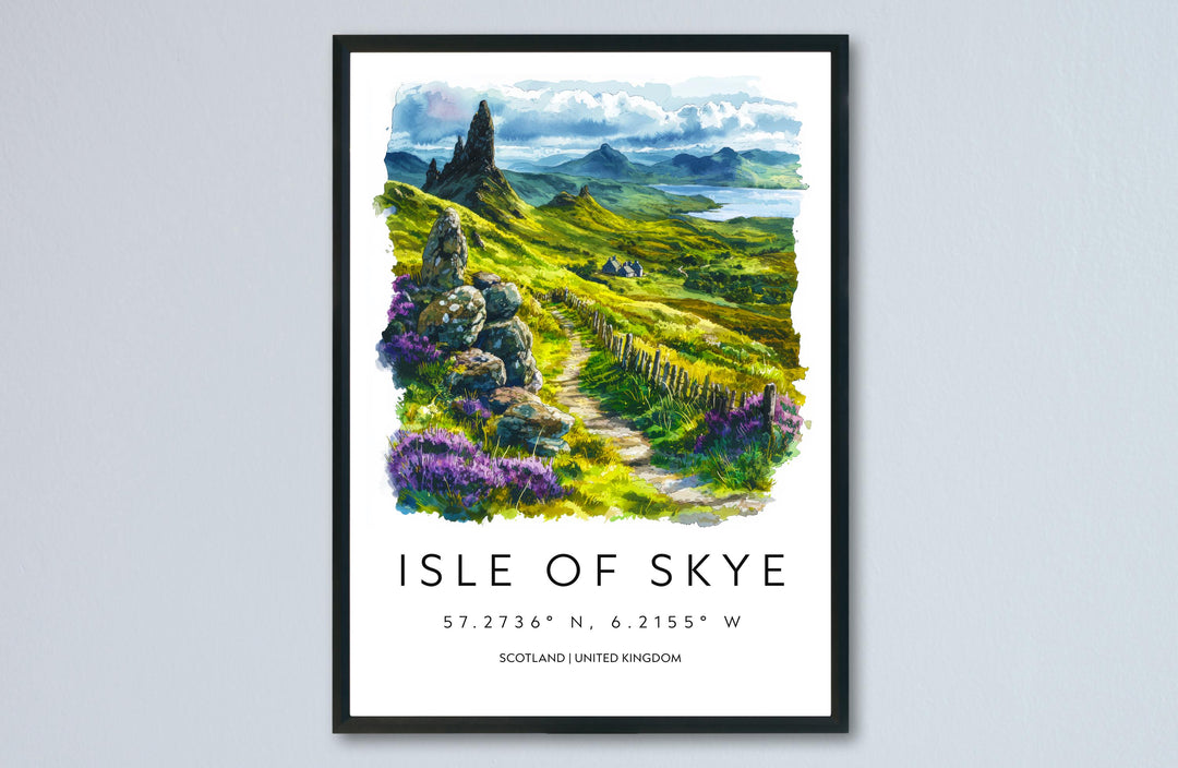 Isle of Skye Watercolor Poster Isle of Skye Travel Print Isle of Skye Wall Art Scotland Landscape Painting Highland Decor