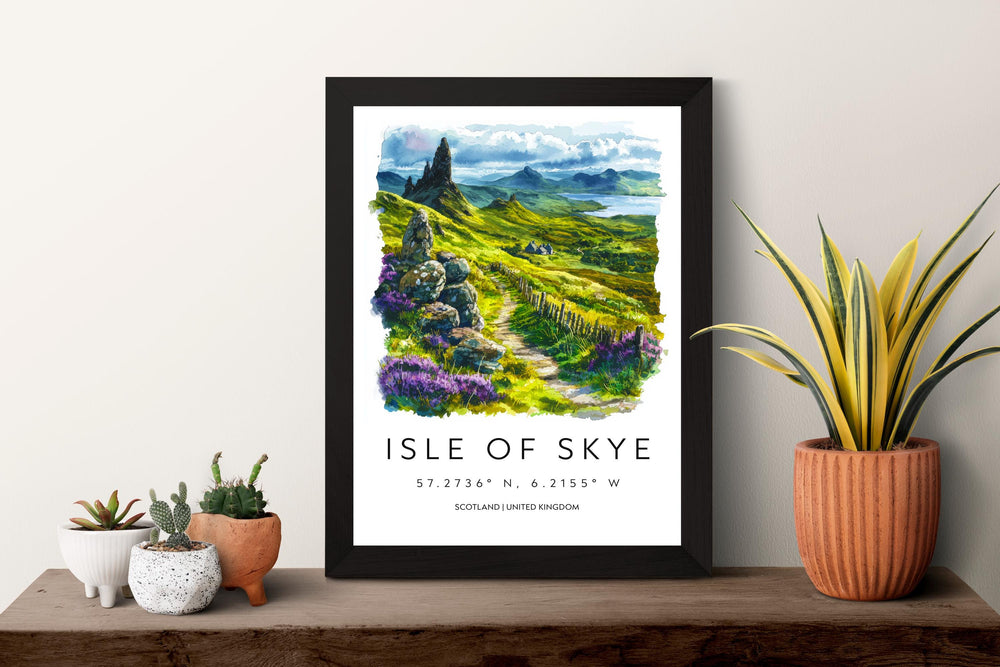 Isle of Skye Watercolor Poster Isle of Skye Travel Print Isle of Skye Wall Art Scotland Landscape Painting Highland Decor
