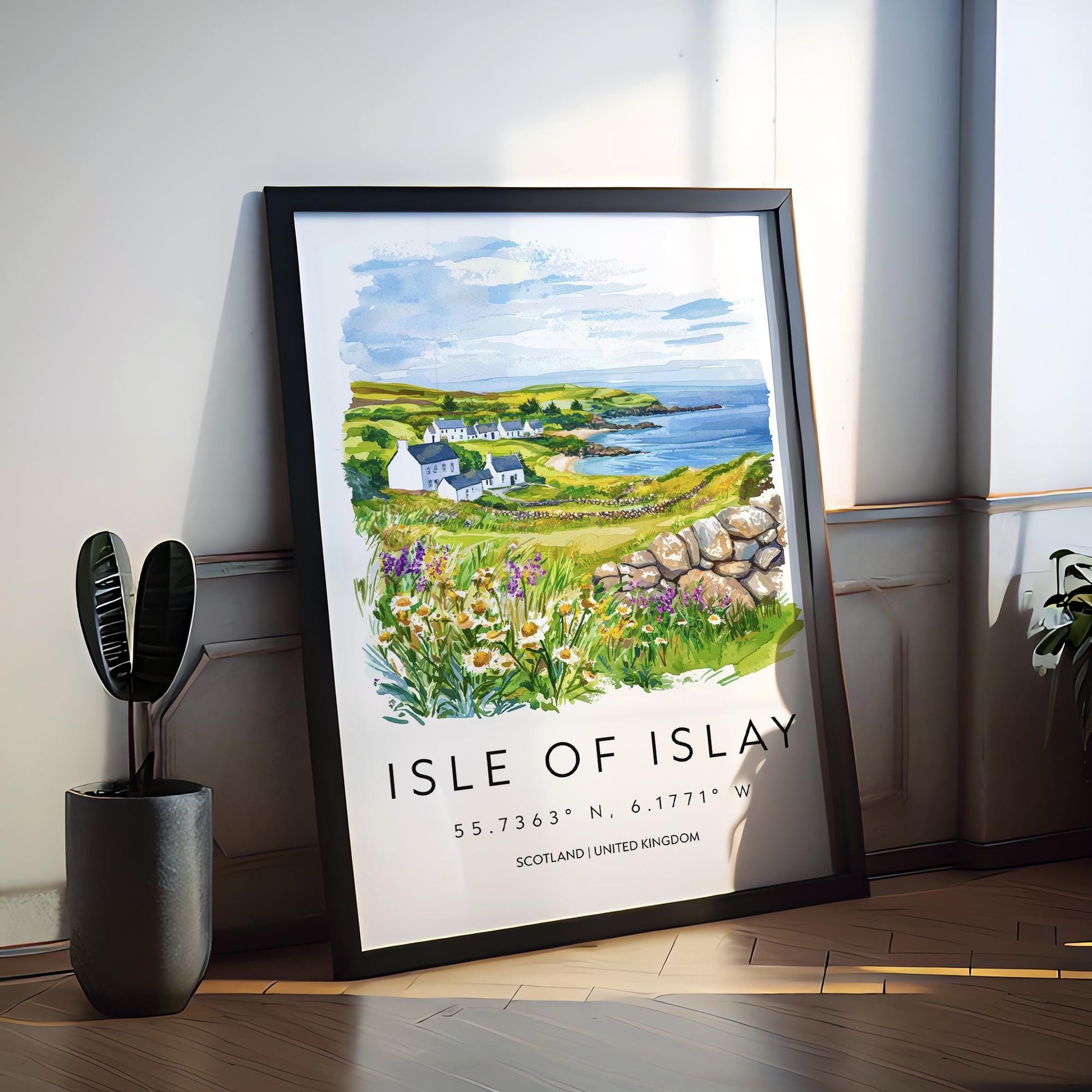Isle of Islay Watercolor Poster Islay Travel Print Islay Wall Art Scotland Landscape Painting Islay Souvenir Whisky Decor
