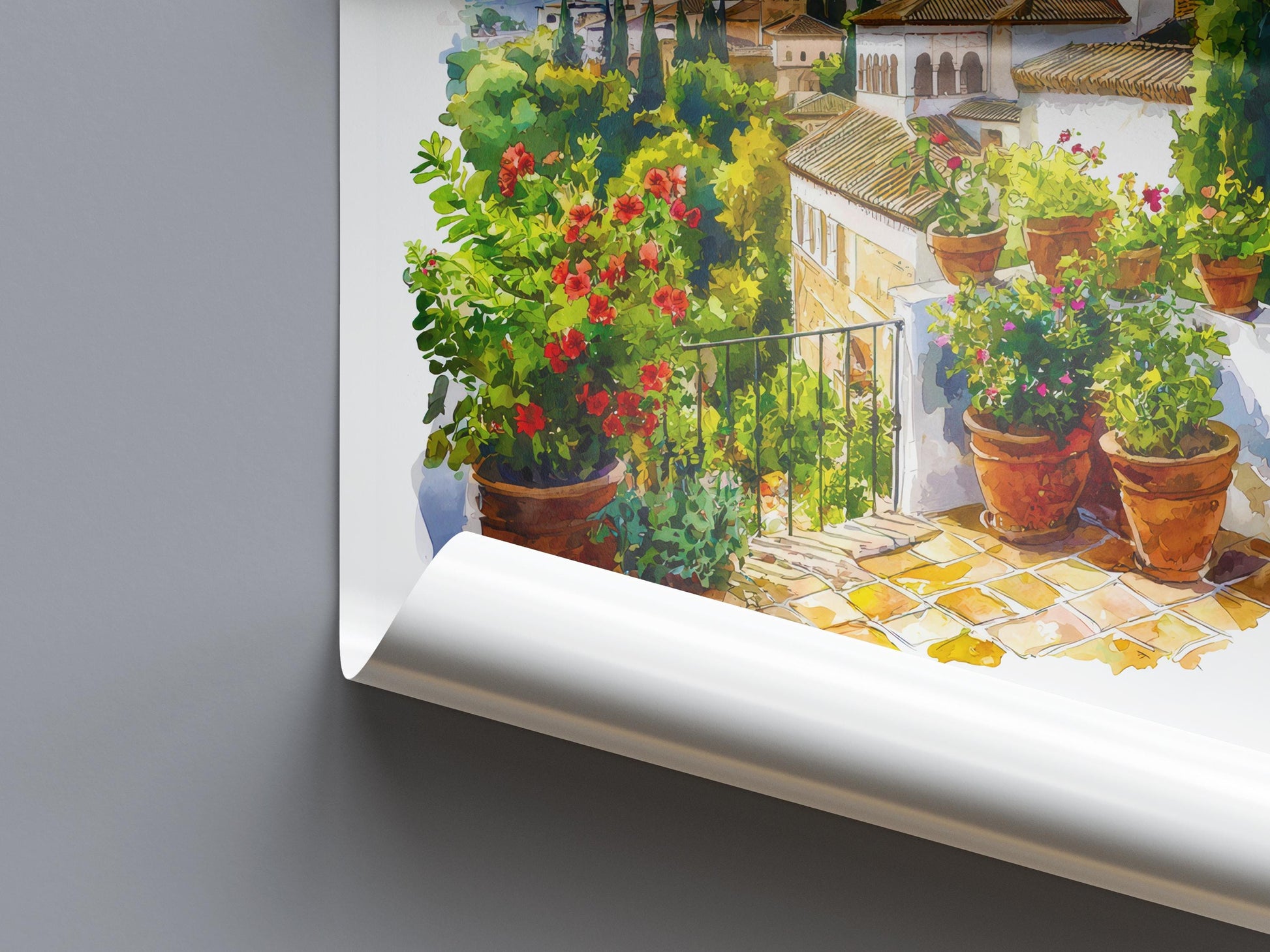 Granada Watercolor Poster Granada Travel Print Granada Wall Art Granada Cityscape Painting Granada Souvenir Spain Decor