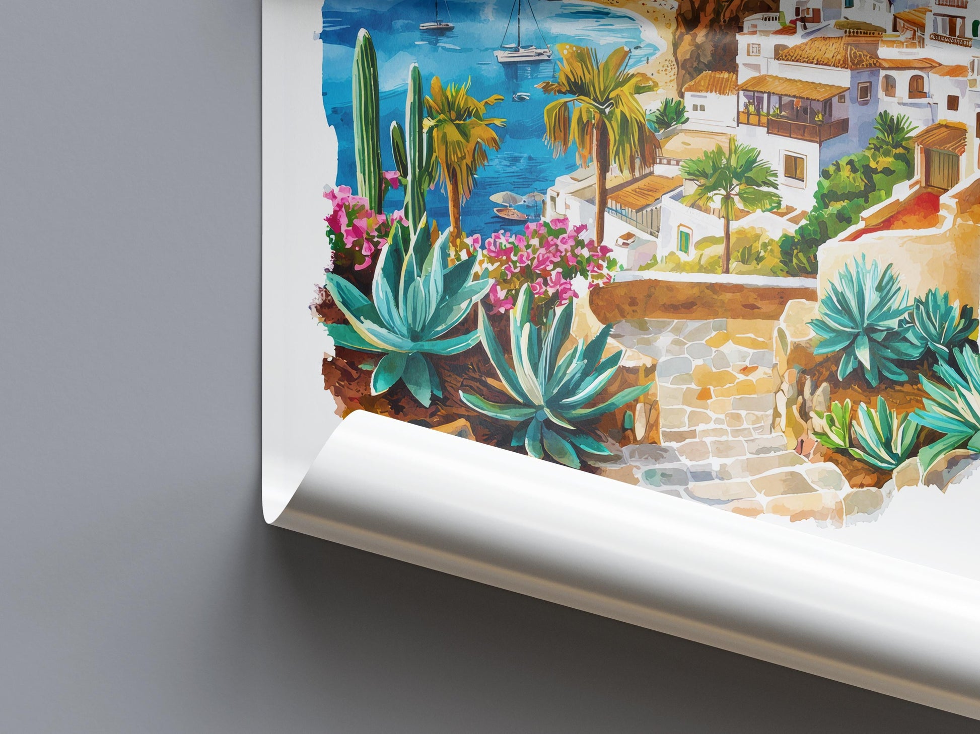 Gran Canaria Watercolor Poster Gran Canaria Travel Print Gran Canaria Wall Art Island Painting Gran Canaria Souvenir Decor