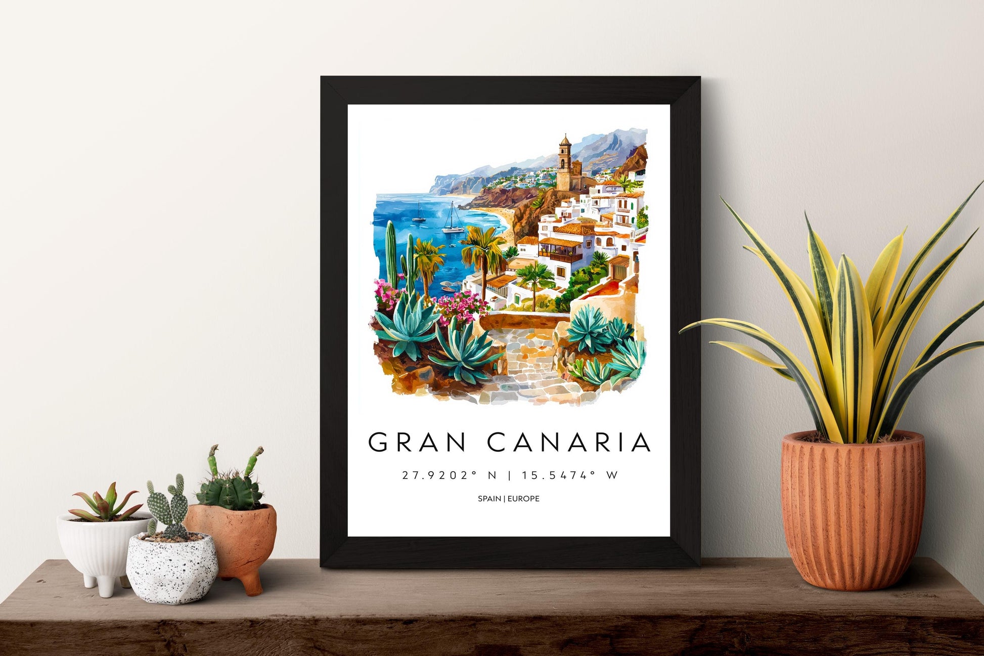 Gran Canaria Watercolor Poster Gran Canaria Travel Print Gran Canaria Wall Art Island Painting Gran Canaria Souvenir Decor