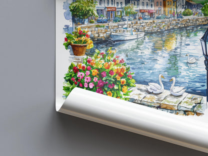 Galway Watercolor Poster Galway Travel Print Galway Wall Art Galway Cityscape Painting Galway Souvenir Ireland Decor