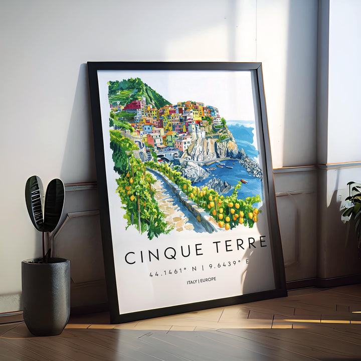 Cinque Terre Watercolor Poster Cinque Terre Travel Print Cinque Terre Wall Art Italy Coast Painting Cinque Terre Decor