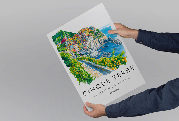 Cinque Terre Watercolor Poster Cinque Terre Travel Print Cinque Terre Wall Art Italy Coast Painting Cinque Terre Decor