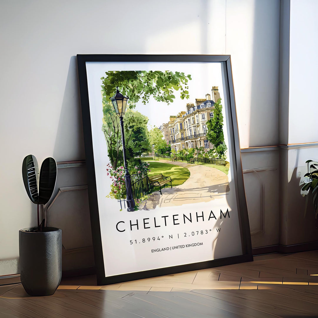 Cheltenham Watercolor Poster Cheltenham Travel Print Cheltenham Wall Art Cheltenham Painting UK Town Souvenir Decor