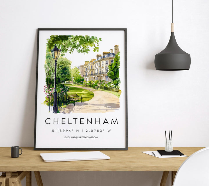 Cheltenham Watercolor Poster Cheltenham Travel Print Cheltenham Wall Art Cheltenham Painting UK Town Souvenir Decor