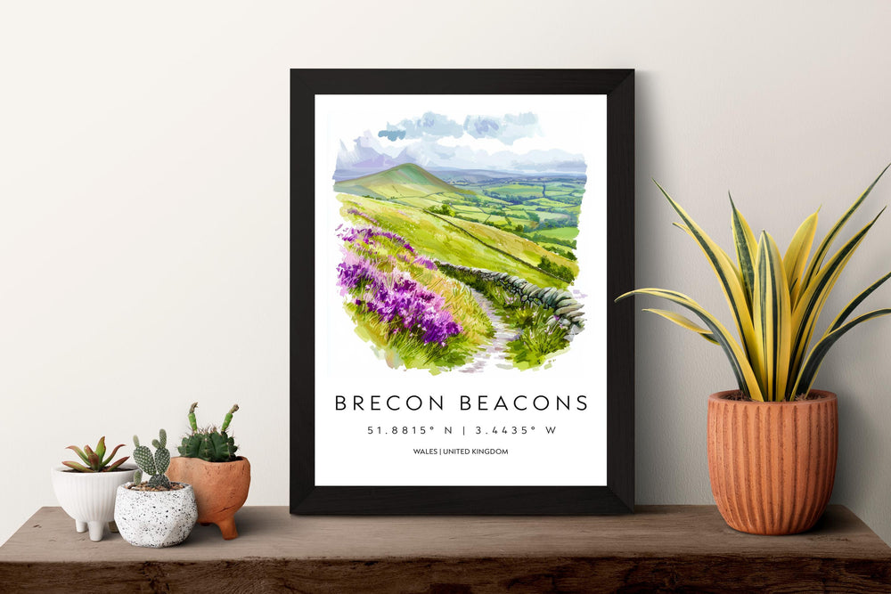 Brecon Beacons Watercolor Poster Brecon Beacons Travel Print Brecon Beacons Wall Art Wales Landscape Painting Decor