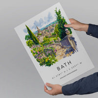 Bath Watercolor Poster Bath Travel Print Bath Wall Art Bath Cityscape Painting Bath Souvenir Architecture UK Decor